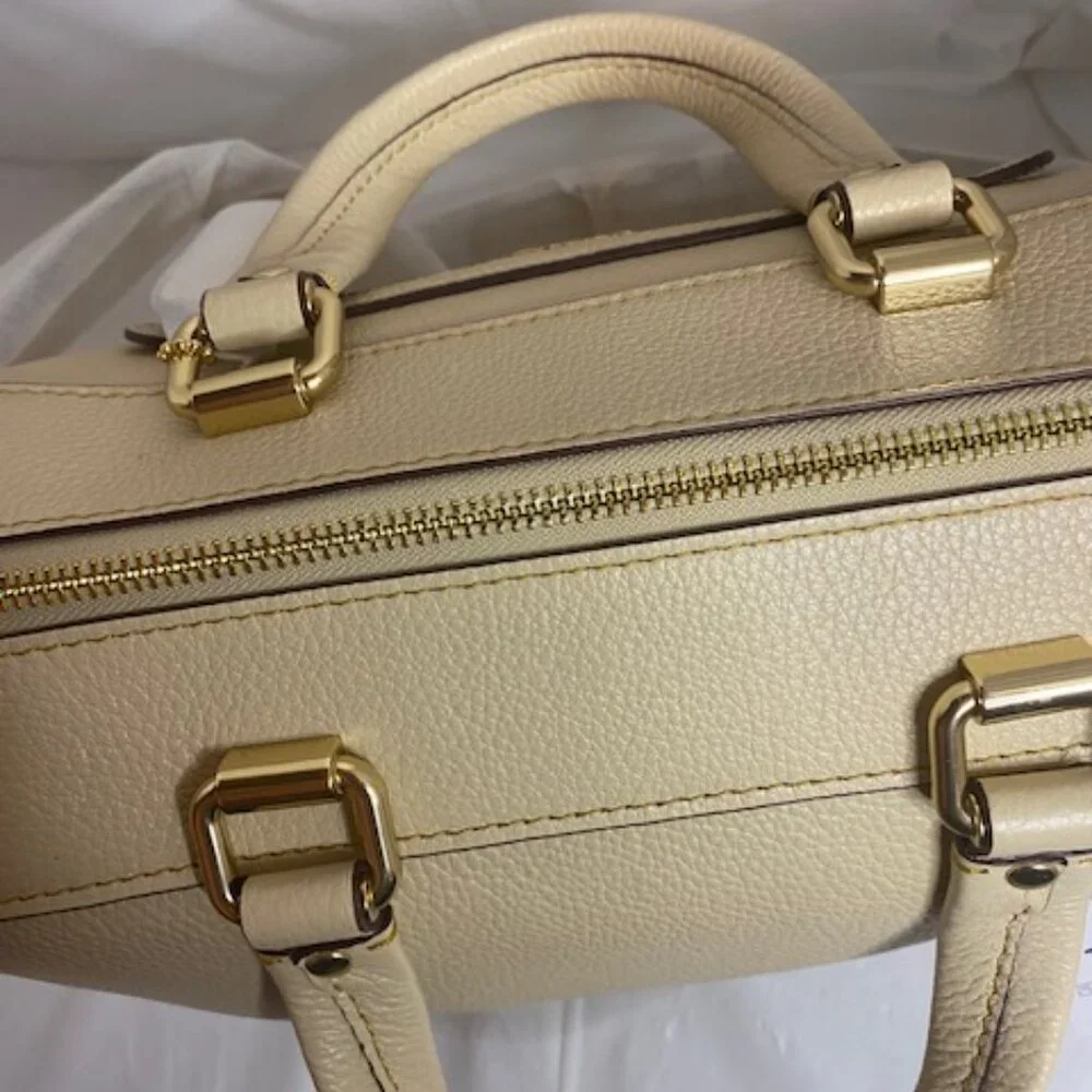 Coach Millie Pebbled Leather Satchel Bag in Ivory (NEW) - Picture 8 of 10